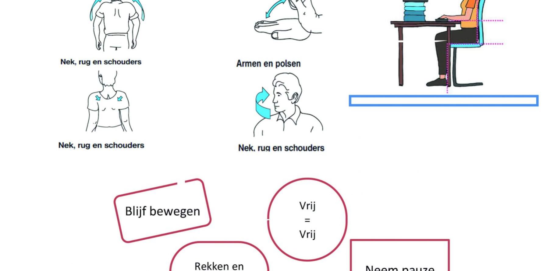 Tips voor thuiswerkers (2) thuiswerken, tips, fysiotherapie, ergonomie
